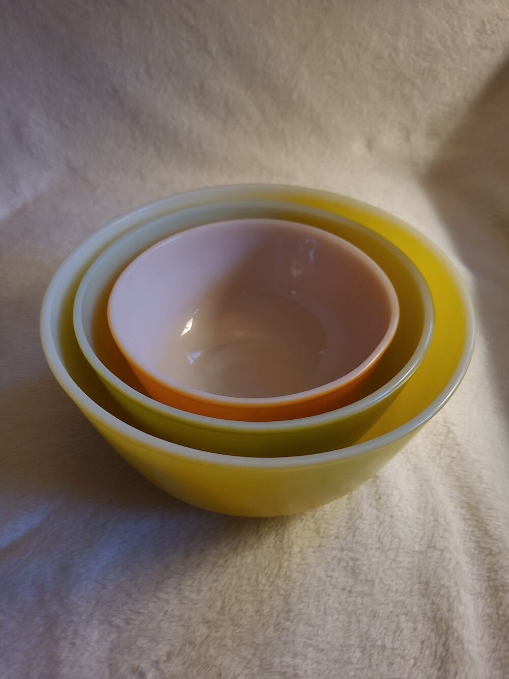Vtg Fire King Anchor Hocking Nesting Mixing Bowls Eclectic Galactic Cosmic Tri-C